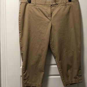 Khaki Capris with Button Details